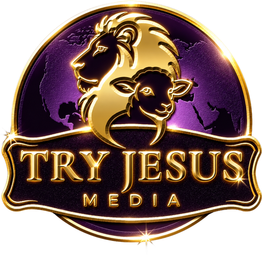 Try Jesus Media lion and lamb emblem